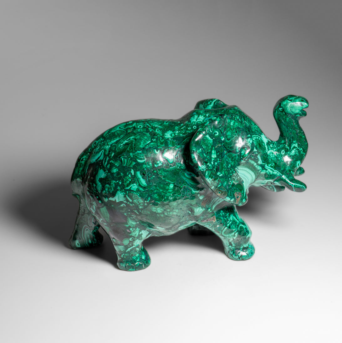 Genuine Polished Malachite Elephant Carving (9 lbs)
