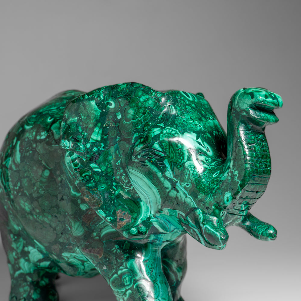 Genuine Polished Malachite Elephant Carving (9 lbs)