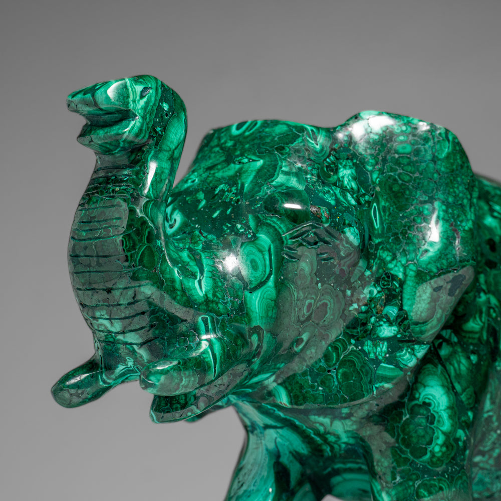 Genuine Polished Malachite Elephant Carving (9 lbs)