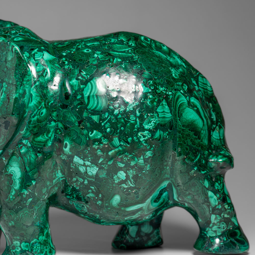 Genuine Polished Malachite Elephant Carving (9 lbs)