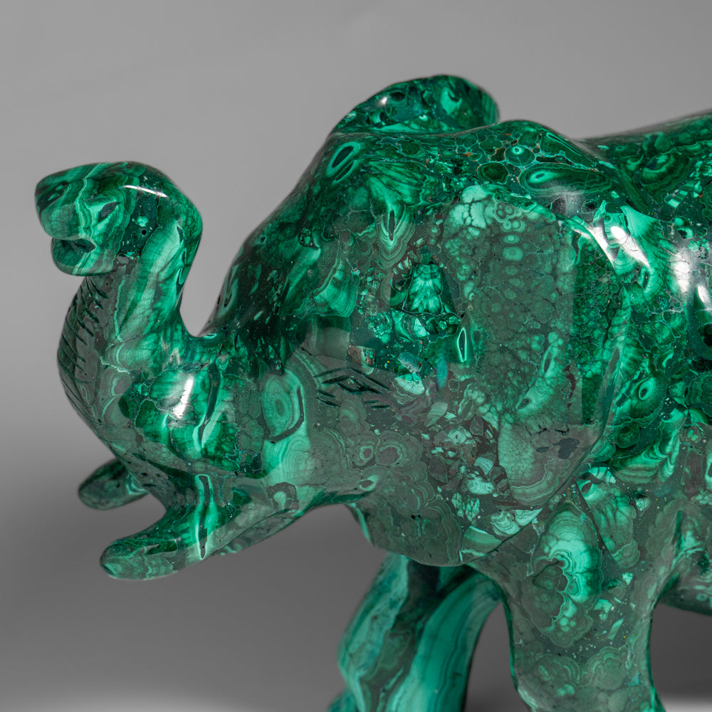 Genuine Polished Malachite Elephant Carving (9 lbs)