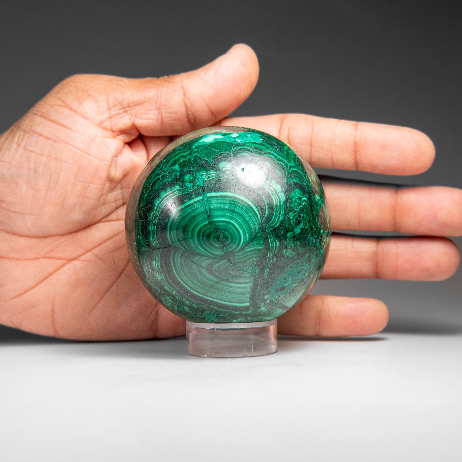 Genuine Polished Malachite Sphere (1.5 lbs)