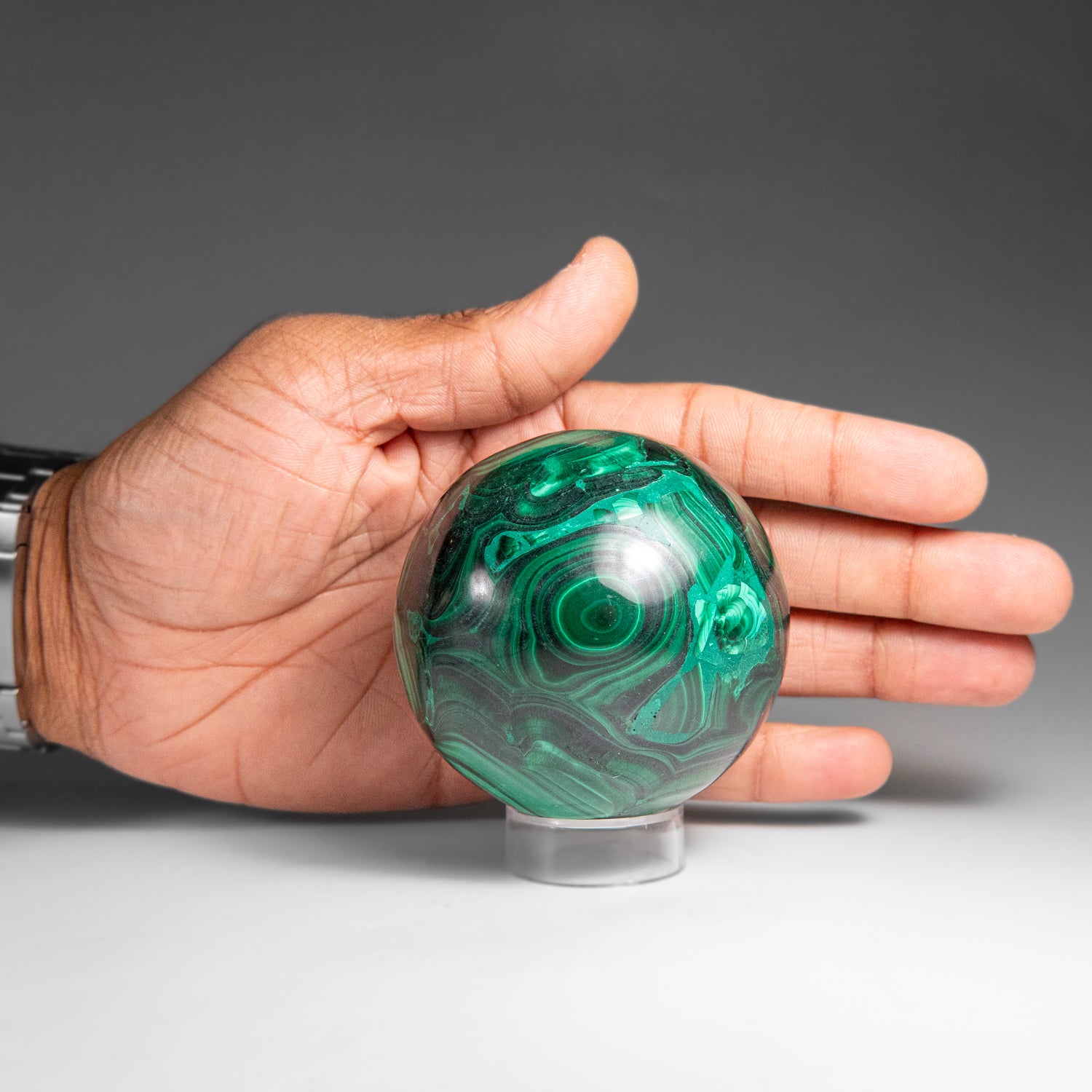 Genuine Polished Malachite Sphere (1.4 lbs)