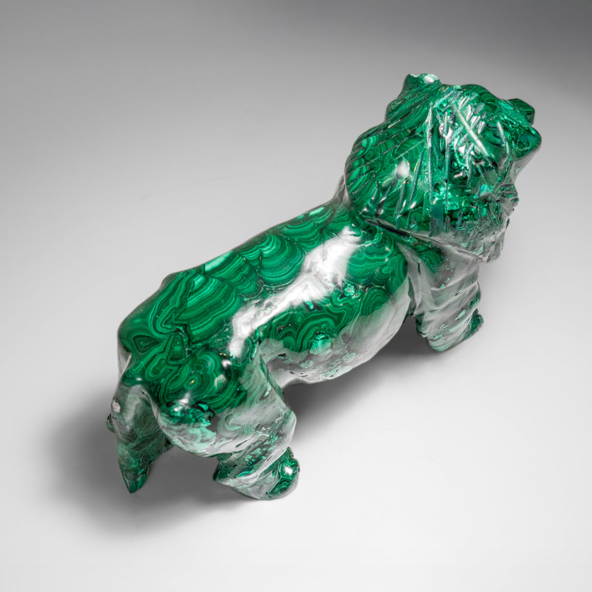 Genuine Polished Malachite Lion Carving (5.2 lbs)