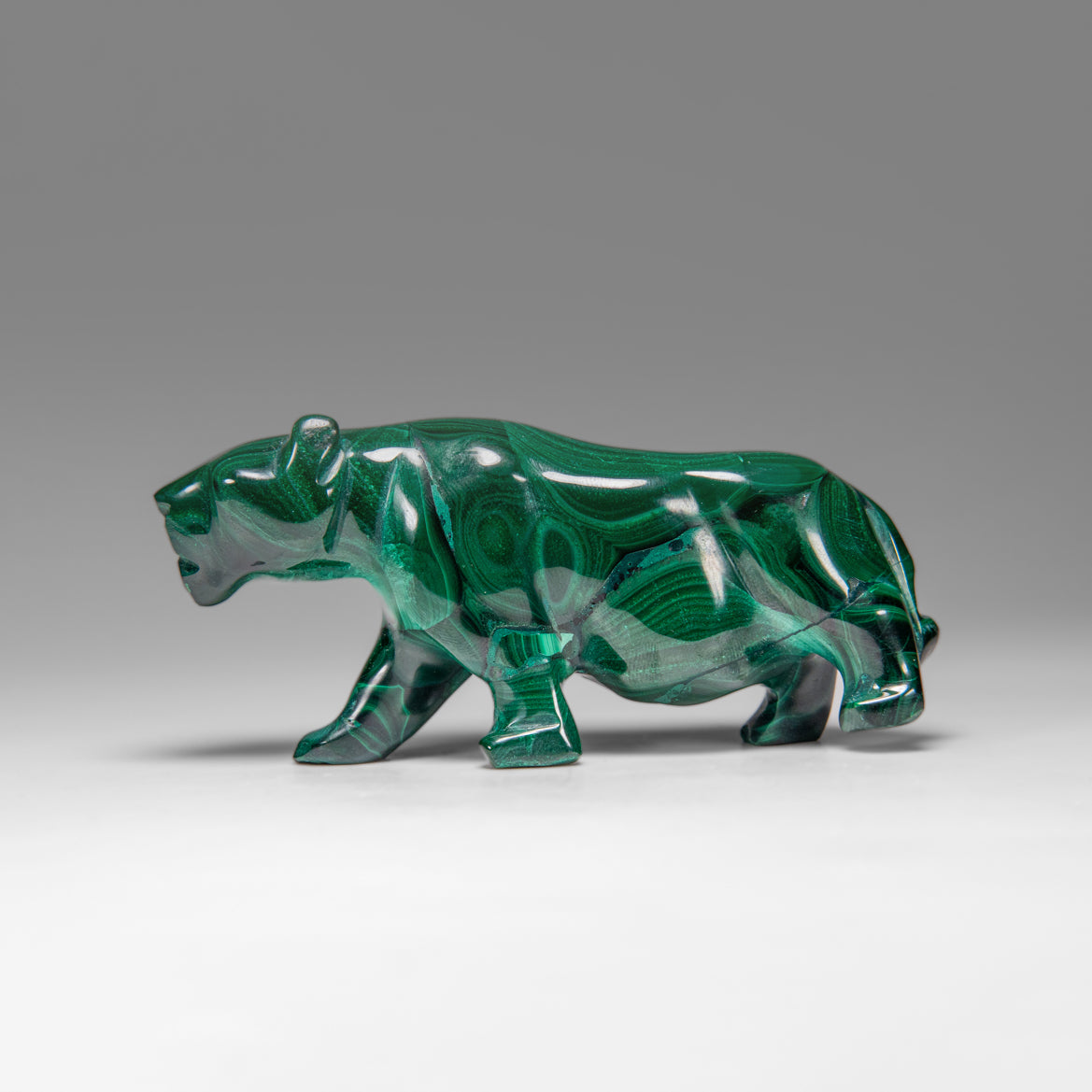 Genuine Polished Malachite Panther Carving (195.2 grams)