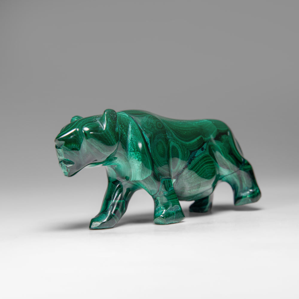 Genuine Polished Malachite Panther Carving (195.2 grams)
