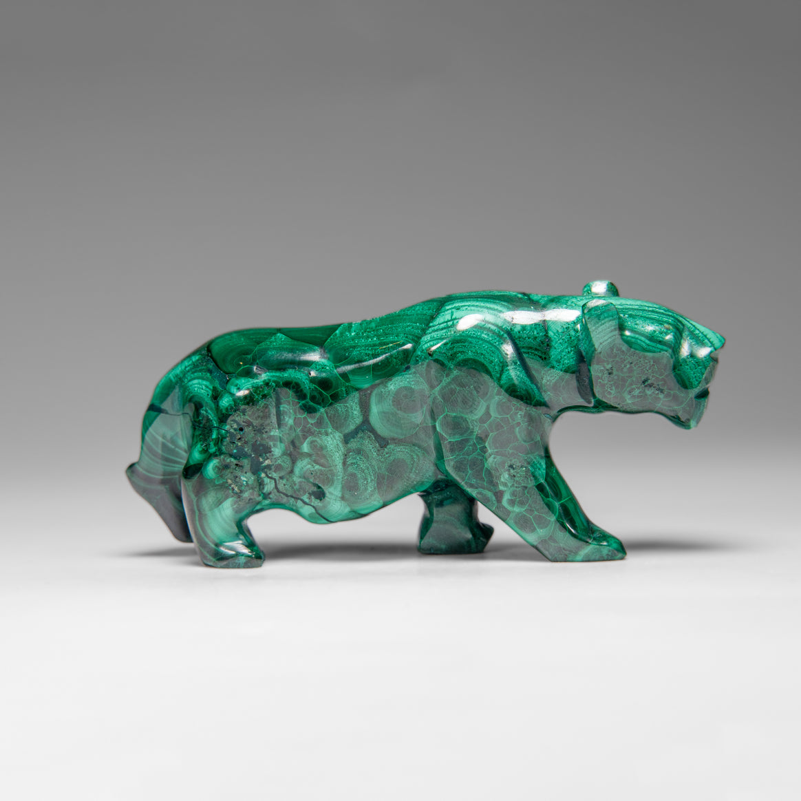 Genuine Polished Malachite Panther Carving (195.2 grams)