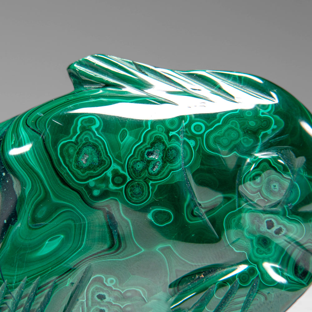 Genuine Polished Malachite Fish Carving (280 grams)