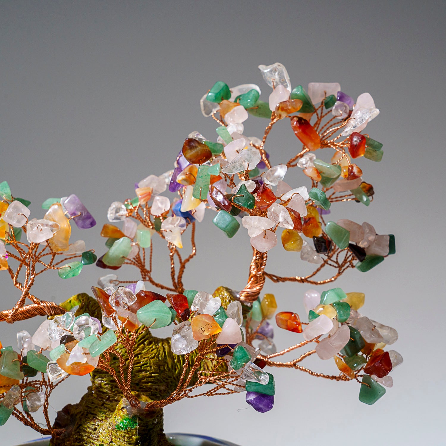 bonsai tree colored Genuine Multi Gemstone Bonsai Tree in Round Ceramic Pot (8.5” Tall) — Astro Gallery of Gems