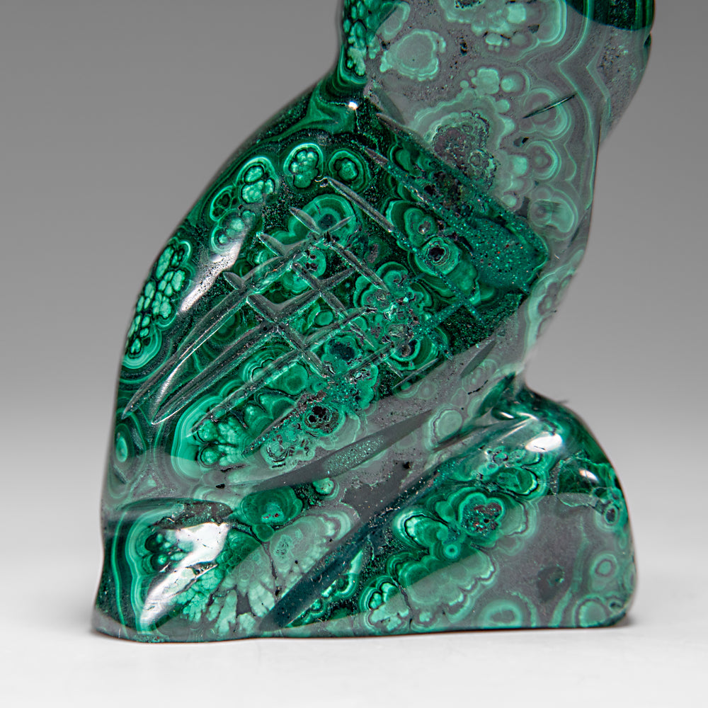 Genuine Polished Malachite Owl Carving (194.2 grams)