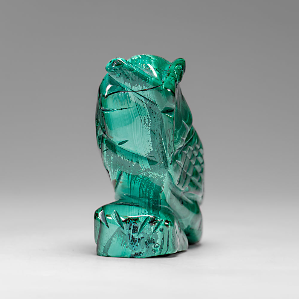 Genuine Polished Malachite Owl Carving (145.2 grams)