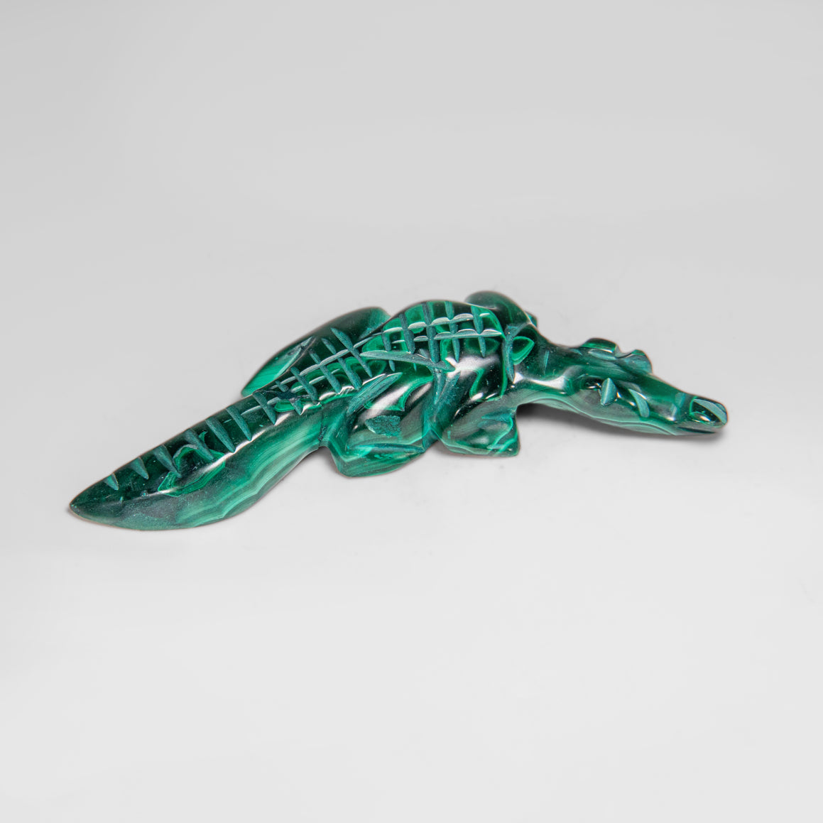 Genuine Polished Malachite Crocodile Carving (77.4 grams)
