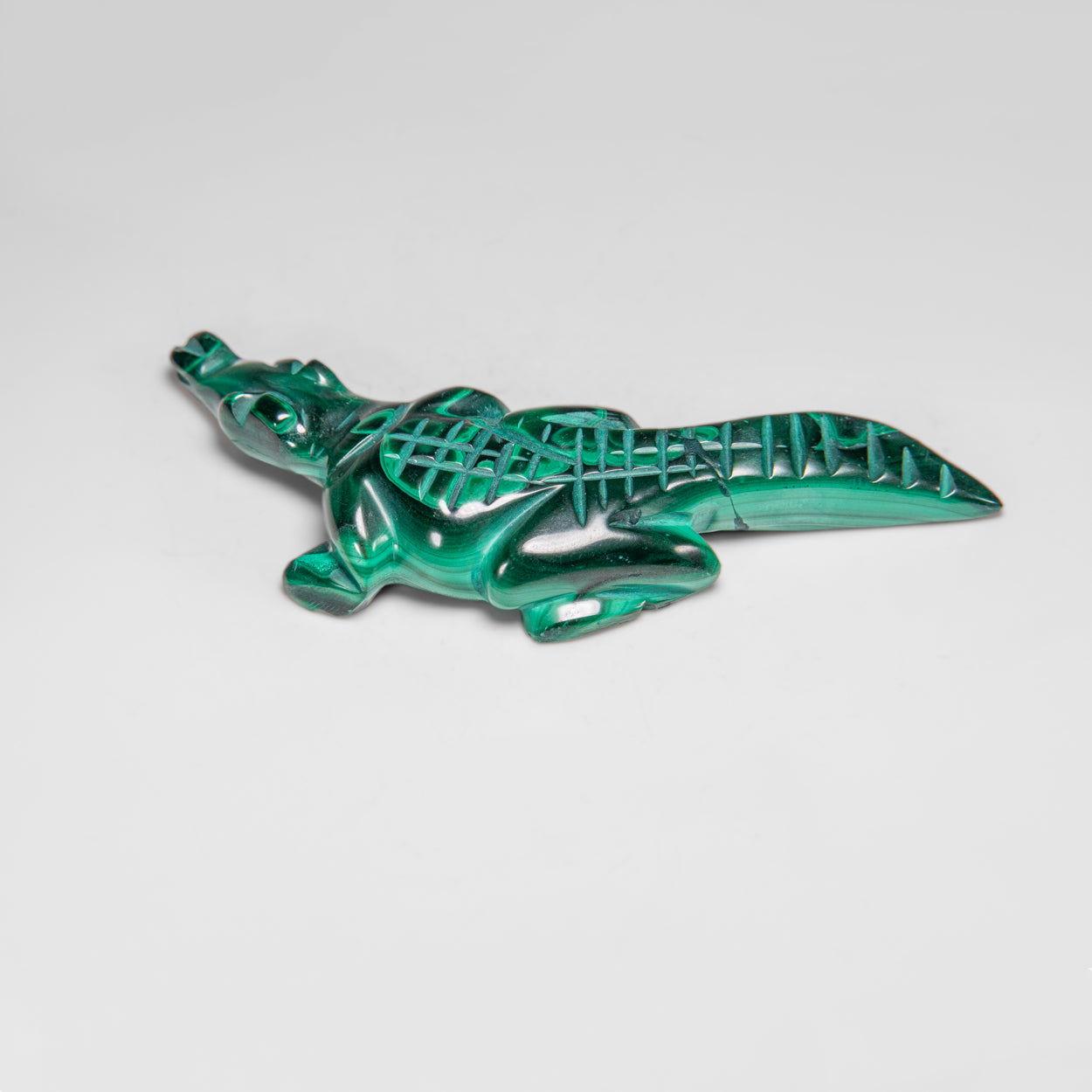 Genuine Polished Malachite Crocodile Carving (77.4 grams)