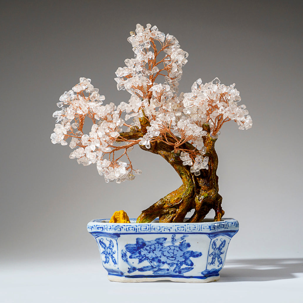 bonsai tree ceramic pot Genuine Quartz Gemstone Bonsai Tree in Square Ceramic Pot (11” Tall)
