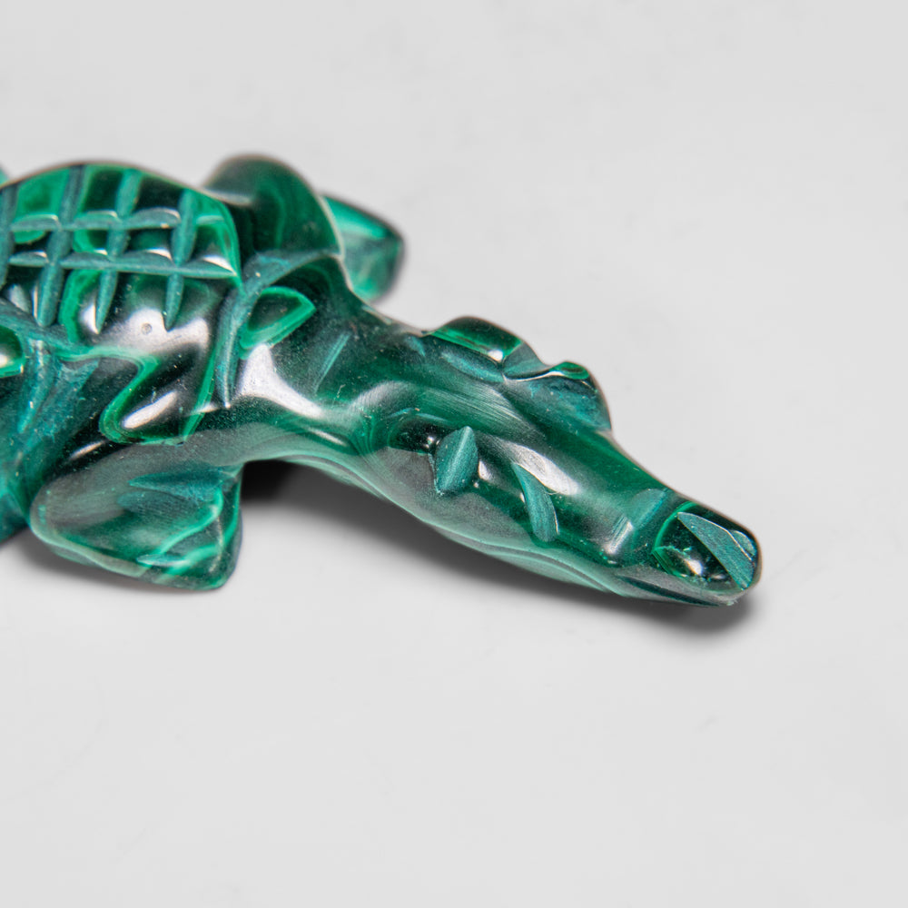 Genuine Polished Malachite Crocodile Carving (77.4 grams)