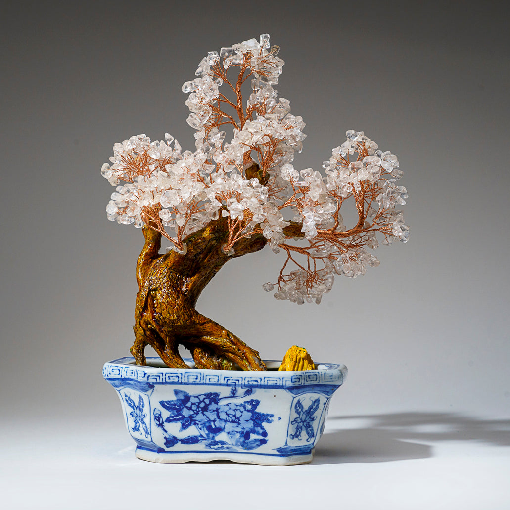 where to put bonsai tree feng shui Genuine Quartz Gemstone Bonsai Tree in Square Ceramic Pot (11” Tall) — Astro Gallery of Gems