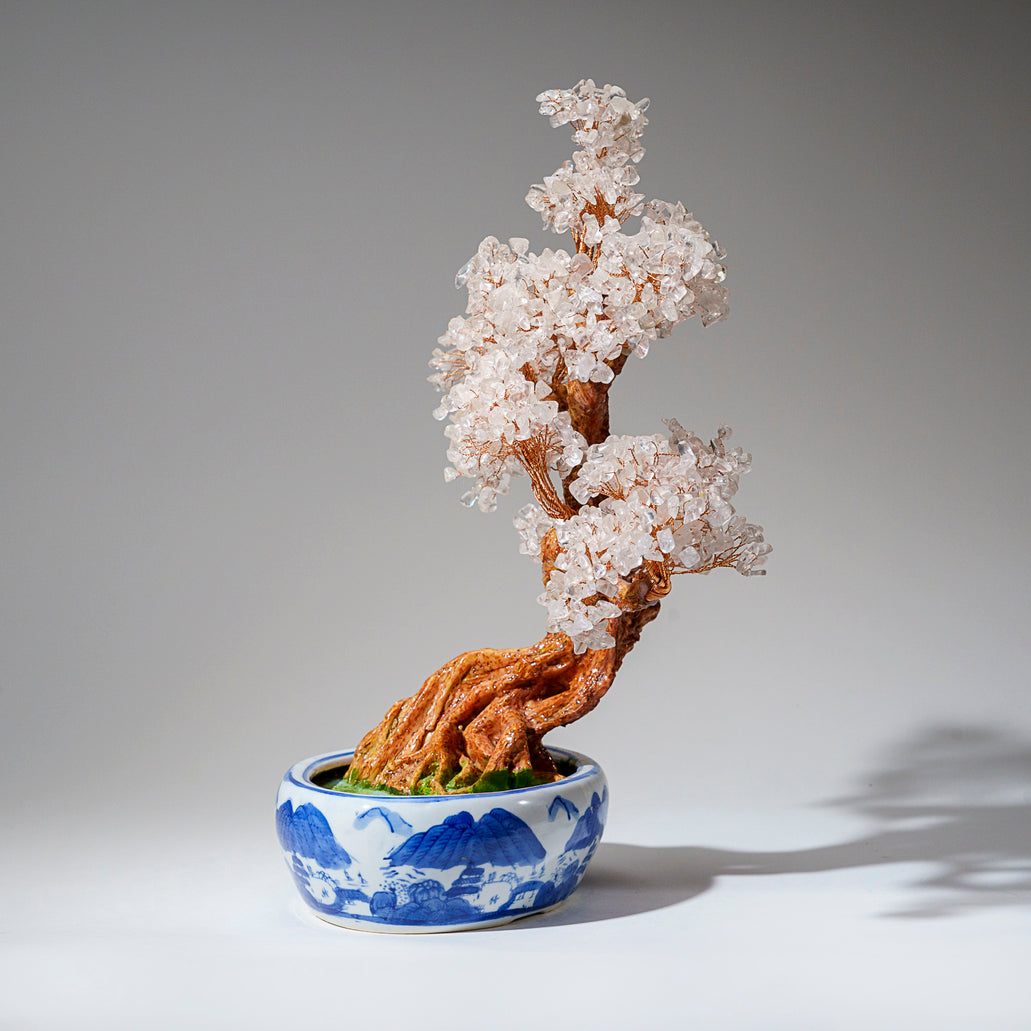 edelstein bonsai Genuine Quartz Gemstone Bonsai Tree in Oval Ceramic Pot (15” Tall) — Astro  Gallery of Gems