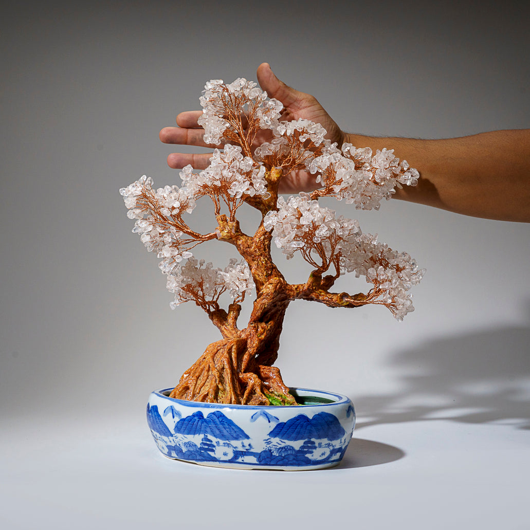 crystal wire bonsai tree Genuine Quartz Gemstone Bonsai Tree in Oval Ceramic Pot (15” Tall) — Astro Gallery of Gems