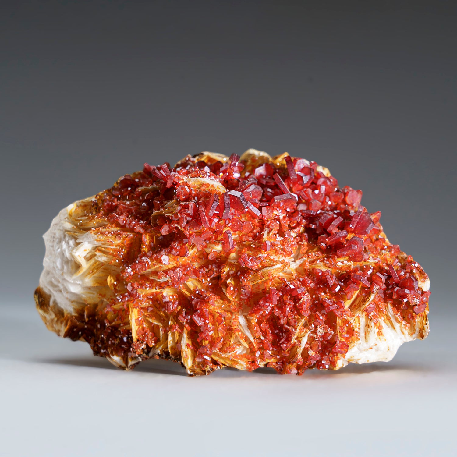 Vanadinite Crystal Cluster on Matrix from Mibladen, Atlas Mountains, Khénifra Province, Morocco