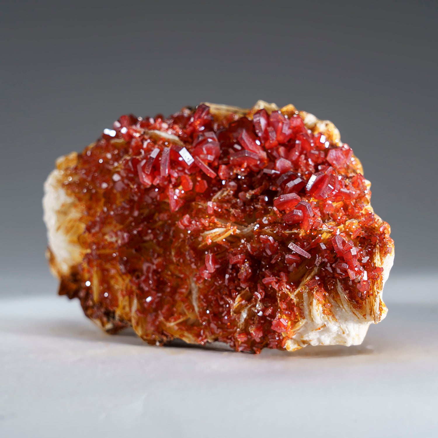 Vanadinite Crystal Cluster on Matrix from Mibladen, Atlas Mountains, Khénifra Province, Morocco