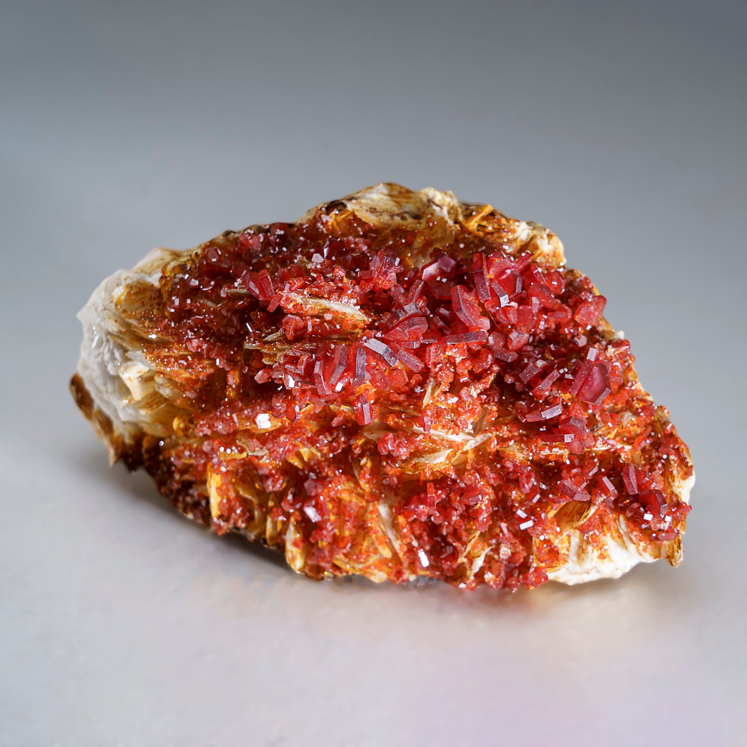 Vanadinite Crystal Cluster on Matrix from Mibladen, Atlas Mountains, Khénifra Province, Morocco