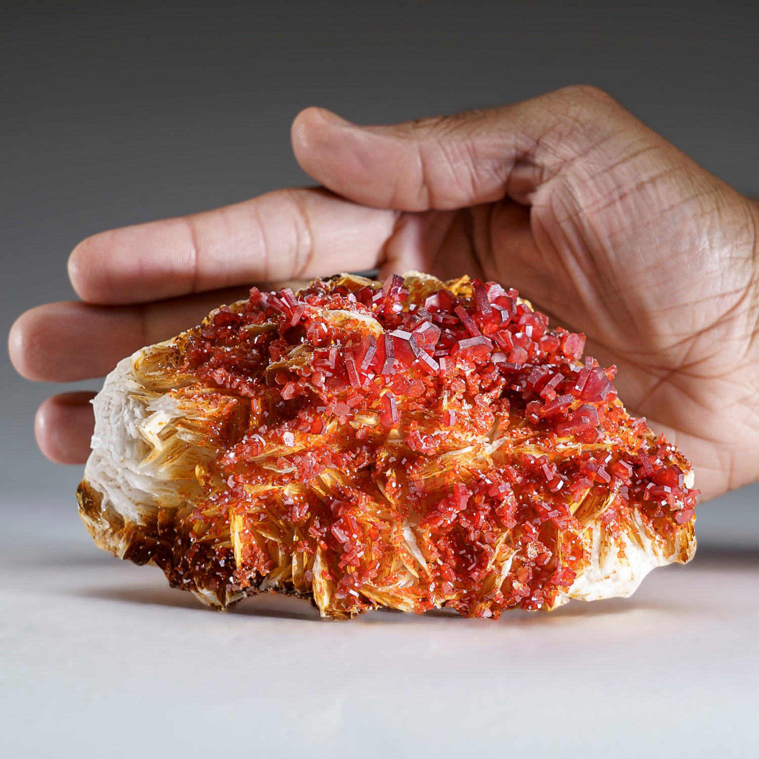 Vanadinite Crystal Cluster on Matrix from Mibladen, Atlas Mountains, Khénifra Province, Morocco