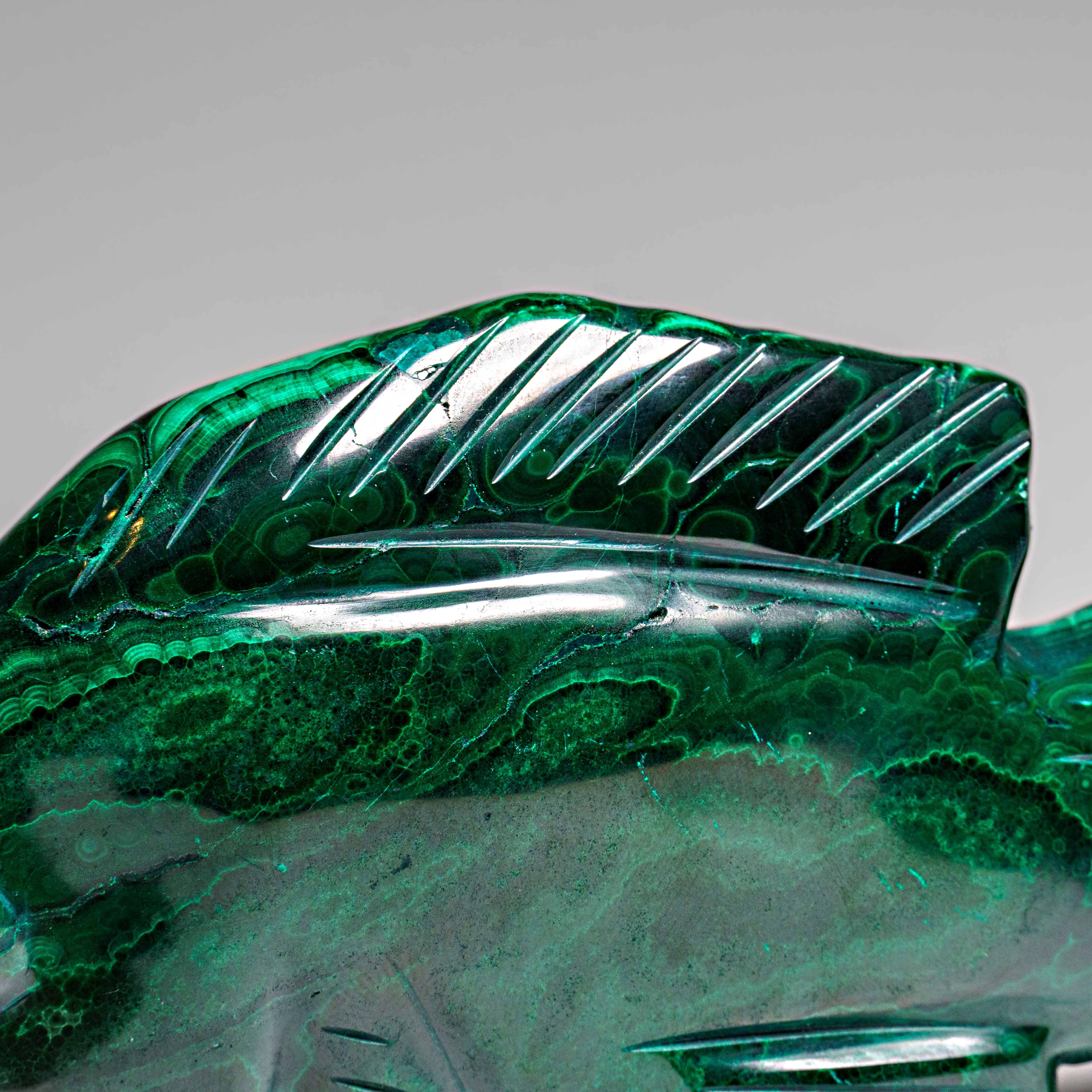 Genuine Polished Malachite Fish Carving (1.7 lbs)
