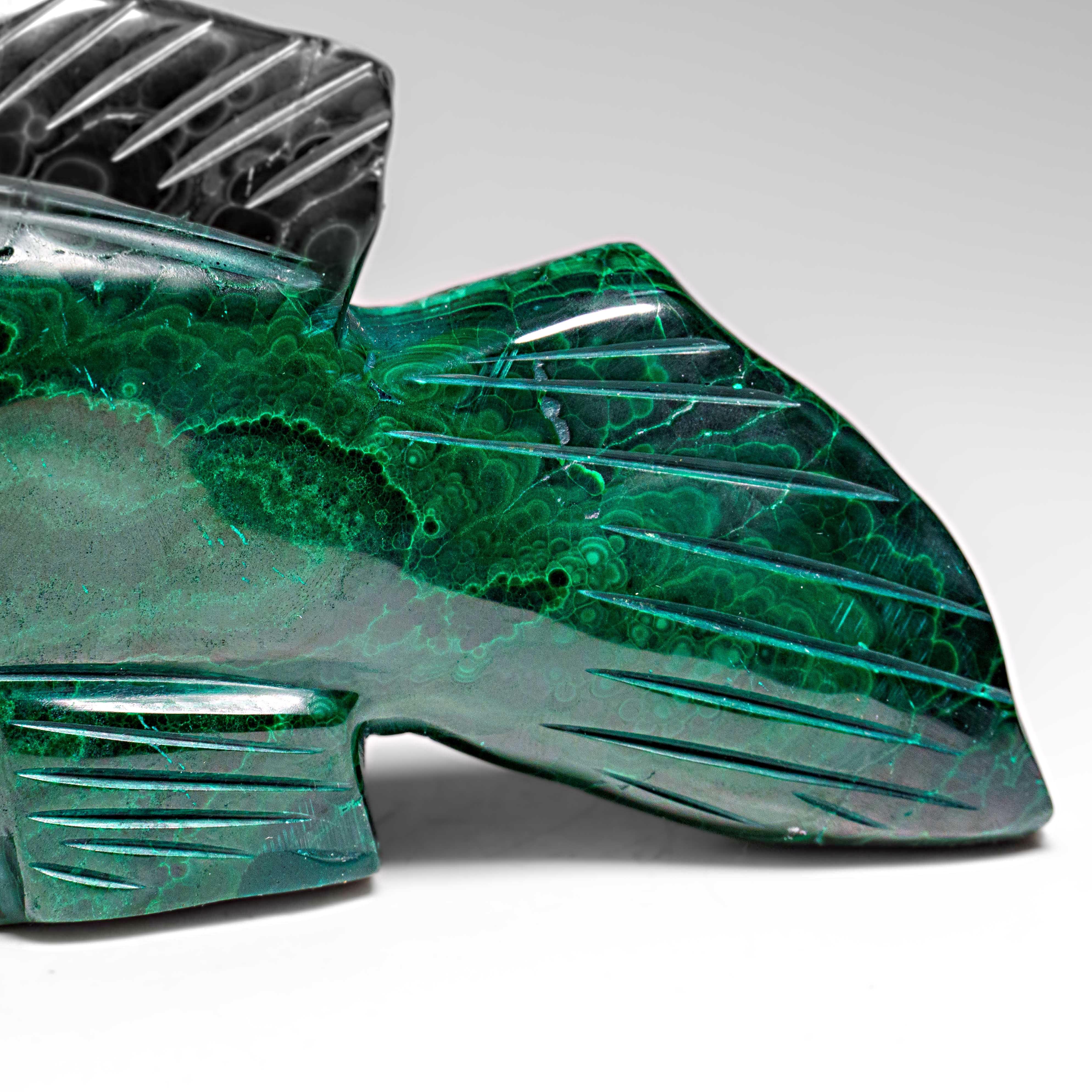 Genuine Polished Malachite Fish Carving (1.7 lbs)
