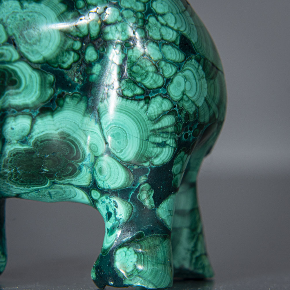 Genuine Polished Malachite Elephant Carving (181.3 grams)