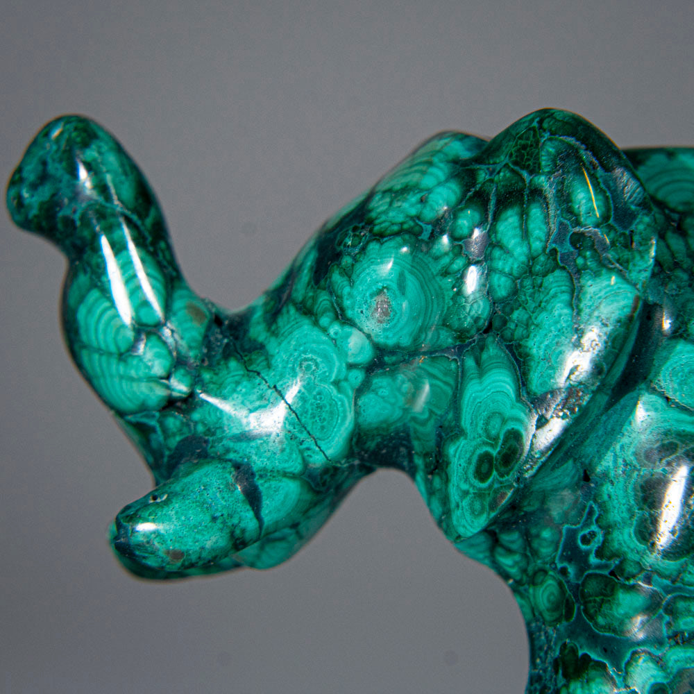 Genuine Polished Malachite Elephant Carving (181.3 grams)