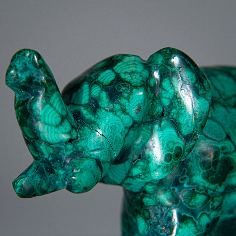 Genuine Polished Malachite Elephant Carving (181.3 grams)