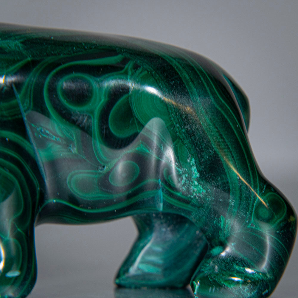 Genuine Polished Malachite Hippo Carving (146 grams)
