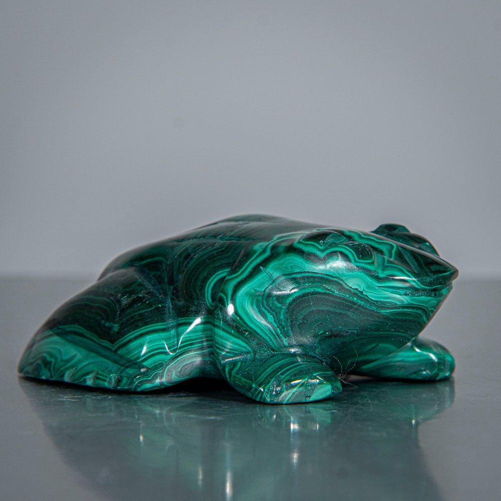 Genuine Polished Malachite Frog Carving (139.4 grams)