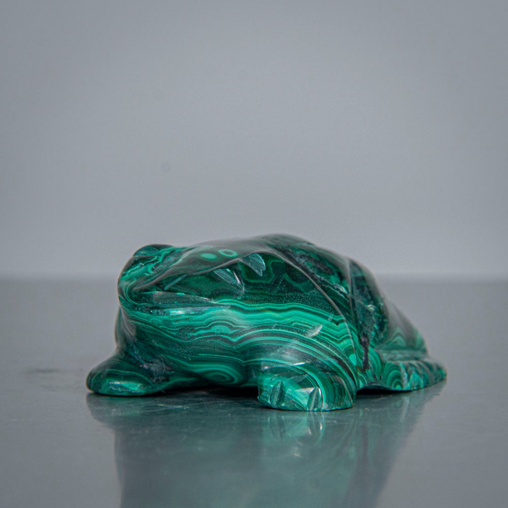 Genuine Polished Malachite Frog Carving (139.4 grams)