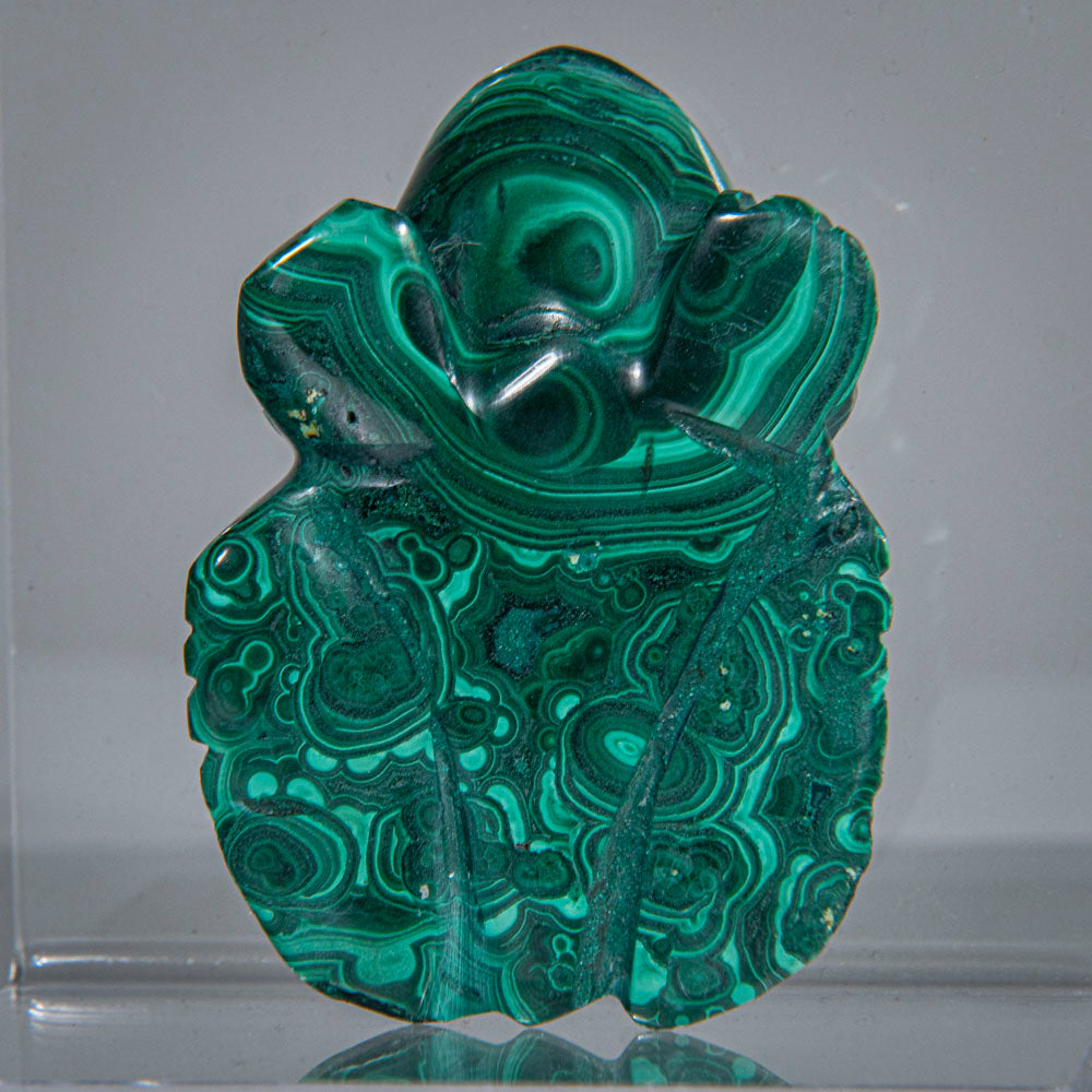 Genuine Polished Malachite Frog Carving (139.4 grams)