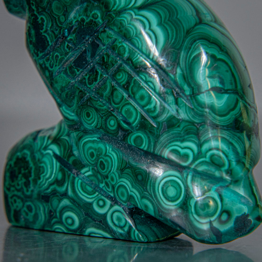 Genuine Polished Malachite Owl Carving (183.2 grams)