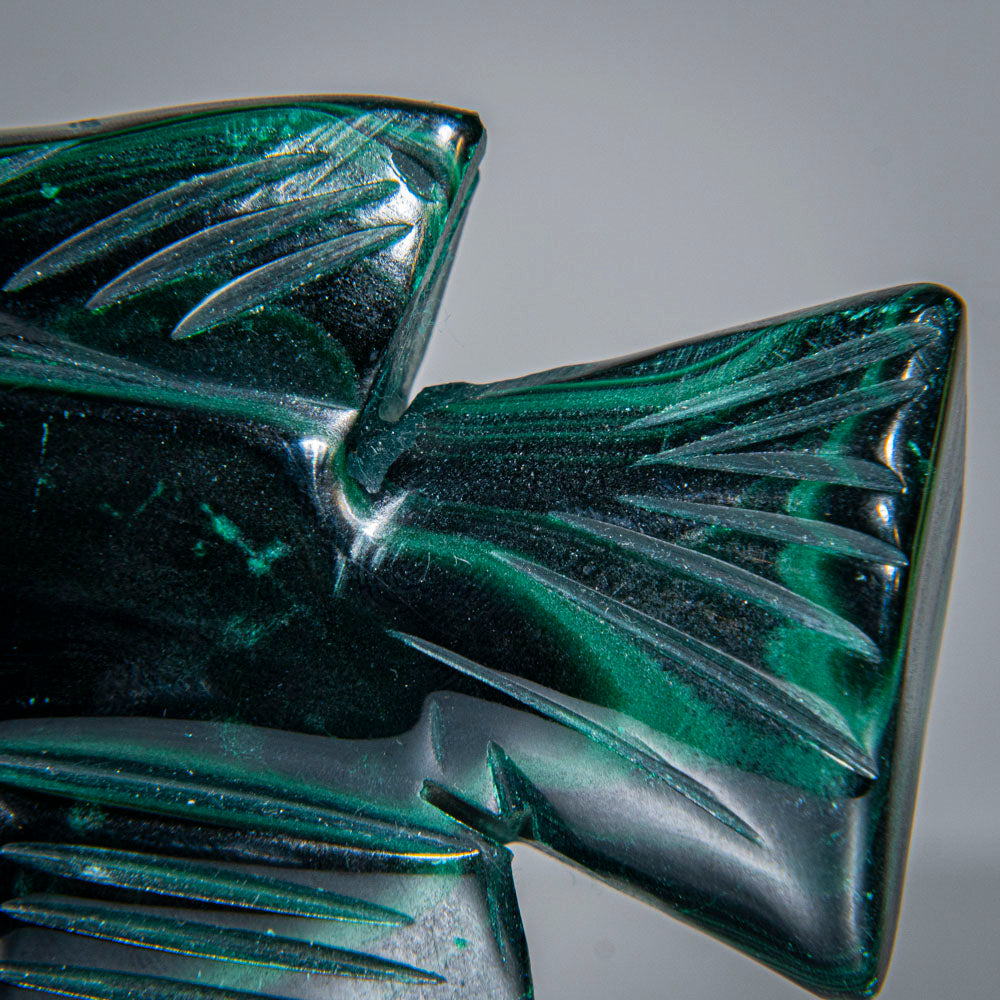 Genuine Polished Malachite Fish Carving (276 grams)