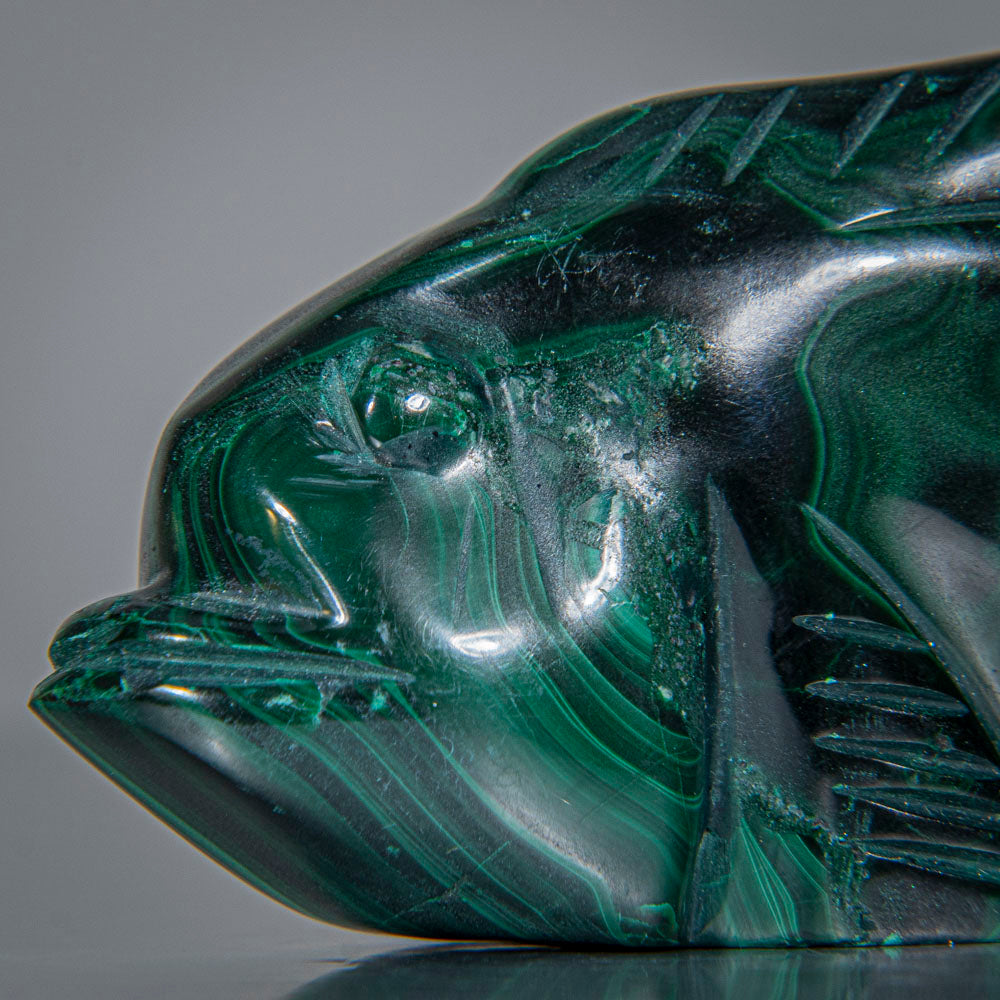 Genuine Polished Malachite Fish Carving (276 grams)