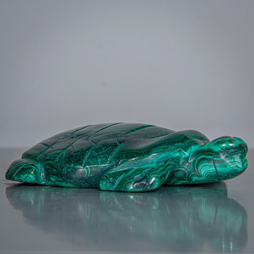 Genuine Polished Malachite Turtle Carving (163.8 grams)