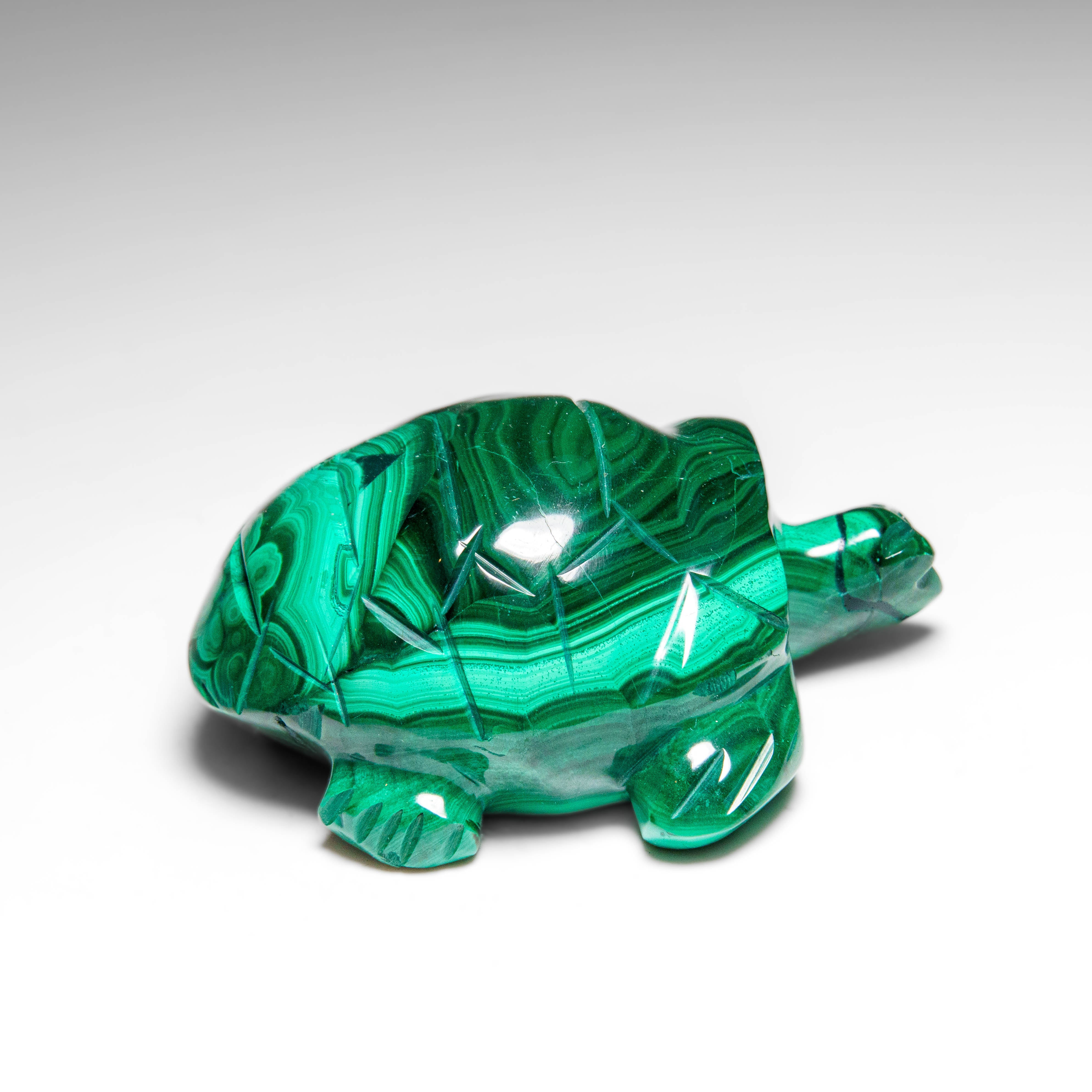 Genuine Polished Malachite Turtle Carving (326.6 grams)
