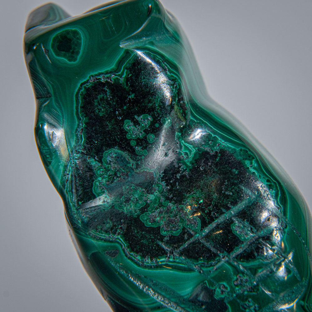 Genuine Polished Malachite Owl Carving (168.5 grams)