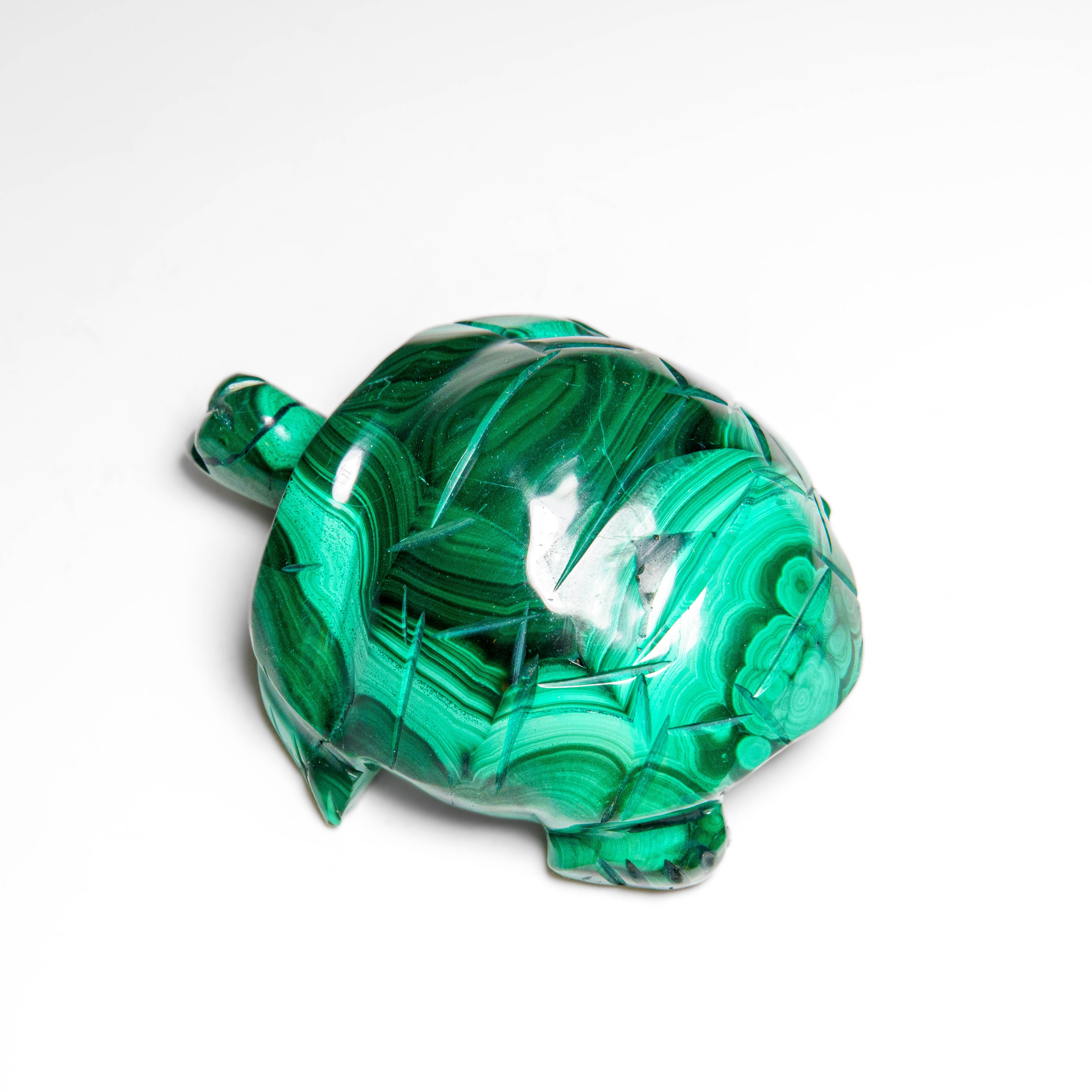 Genuine Polished Malachite Turtle Carving (326.6 grams)