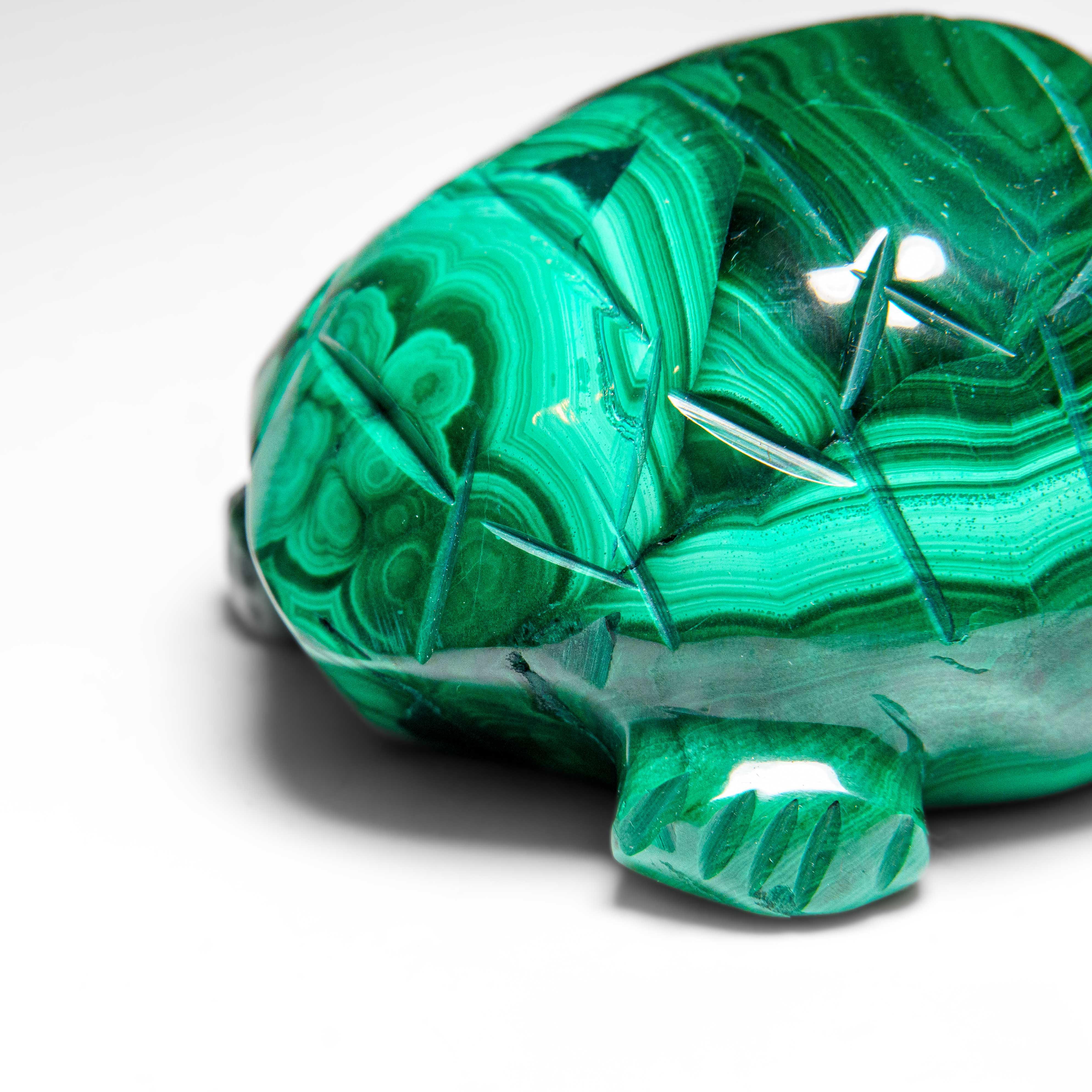 Genuine Polished Malachite Turtle Carving (326.6 grams)