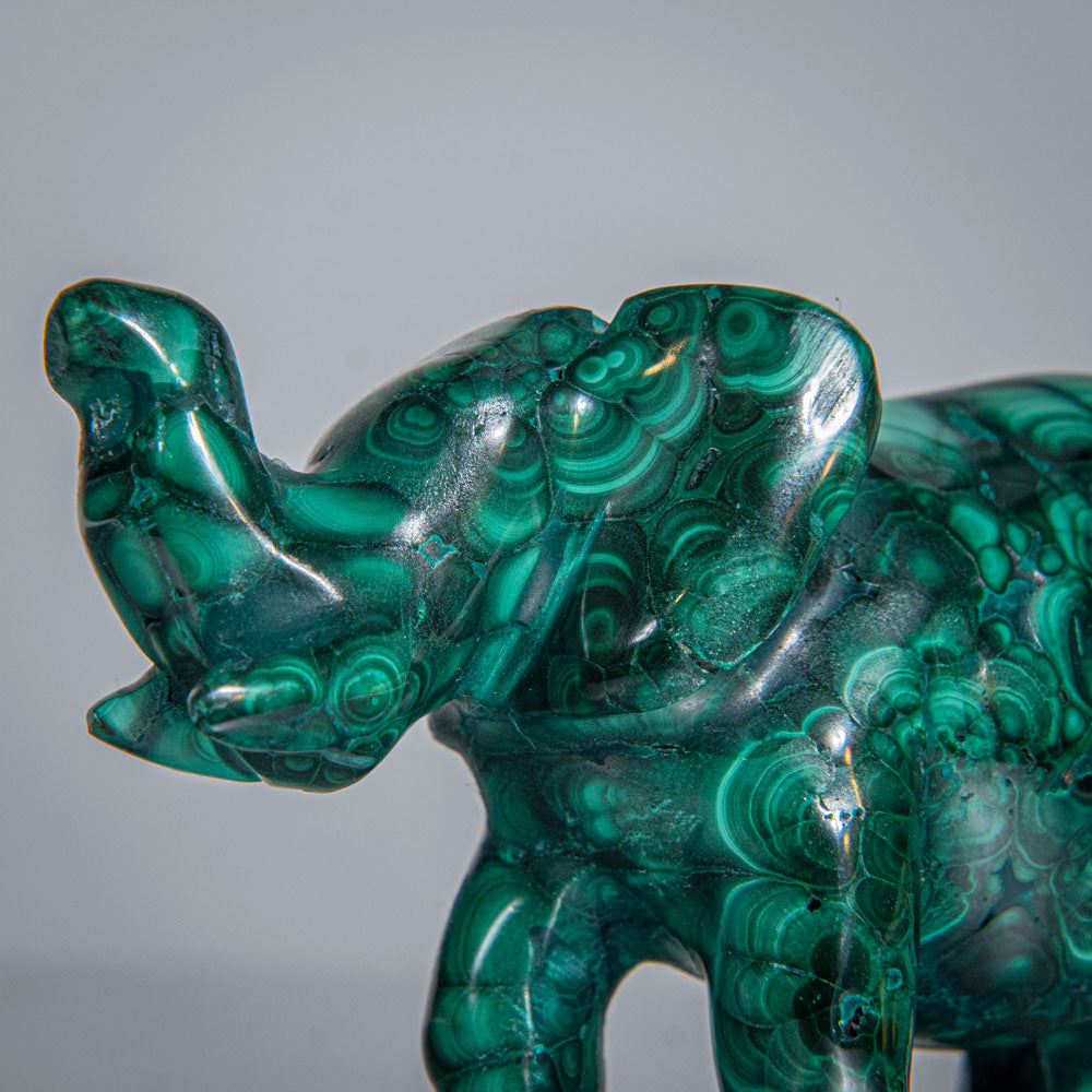Genuine Polished Malachite Elephant Carving (172.1 grams)