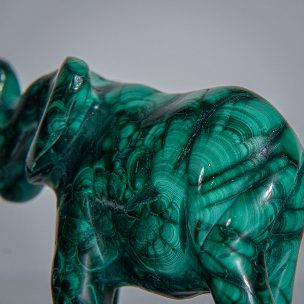 Genuine Polished Malachite Elephant Carving (172.1 grams)