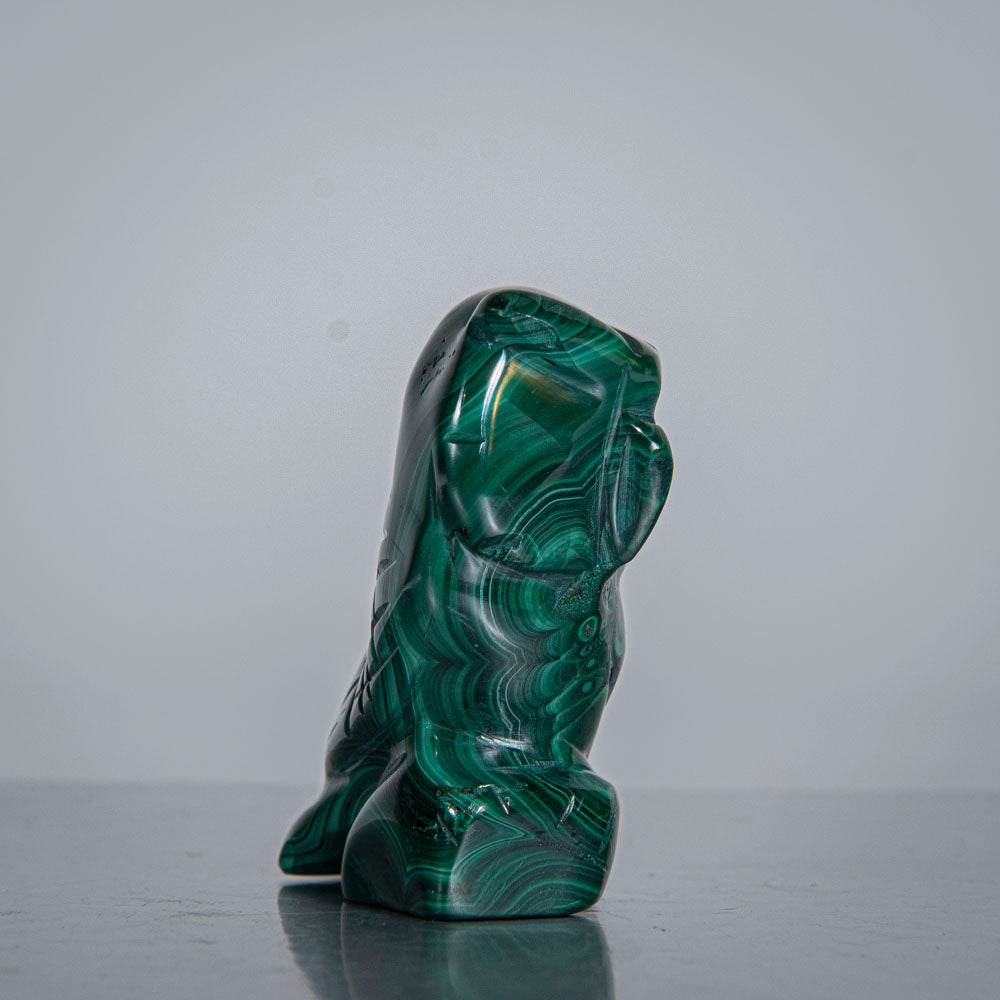Genuine Polished Malachite Owl Carving (154.7 grams)