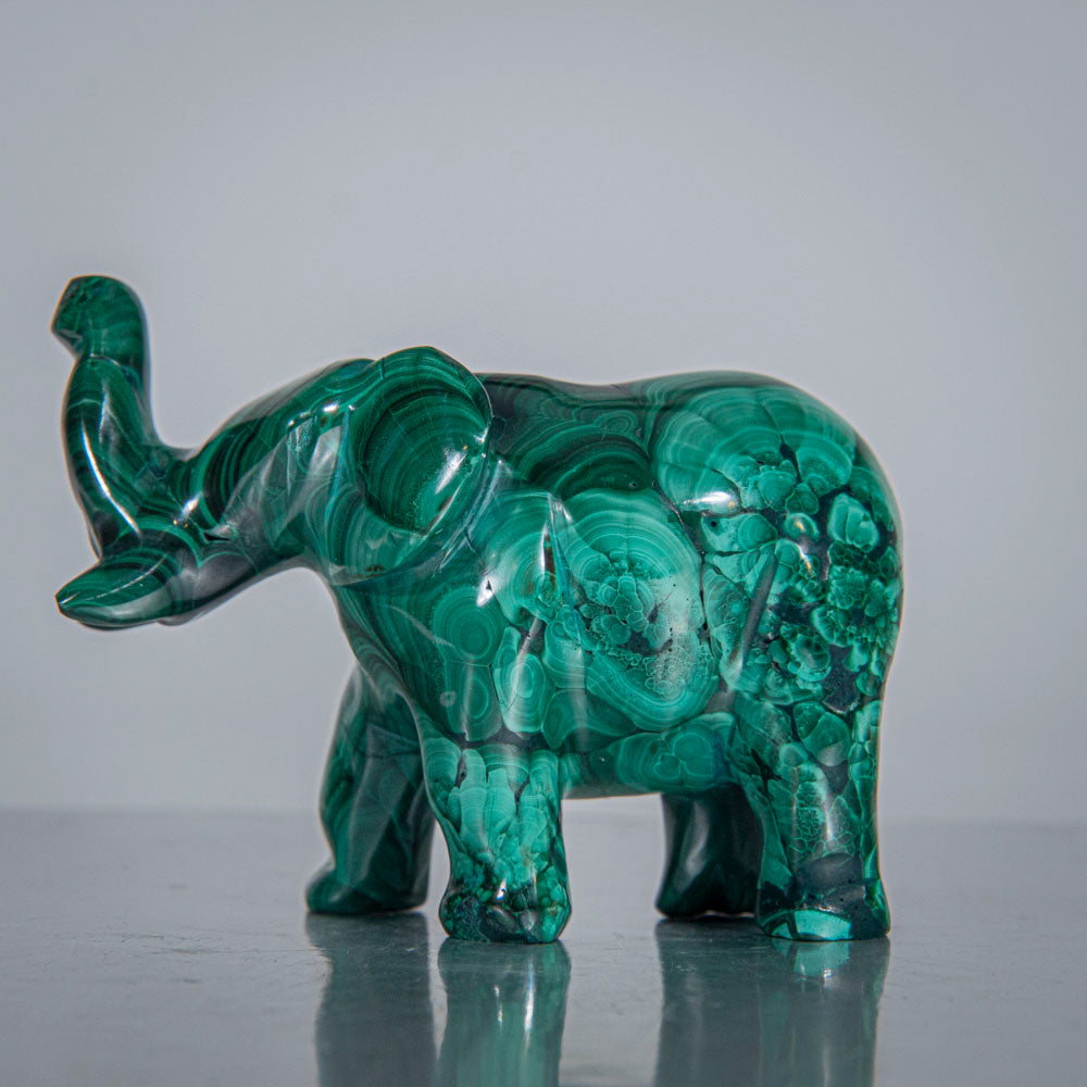 Genuine Polished Malachite Elephant Carving (201.3 grams)