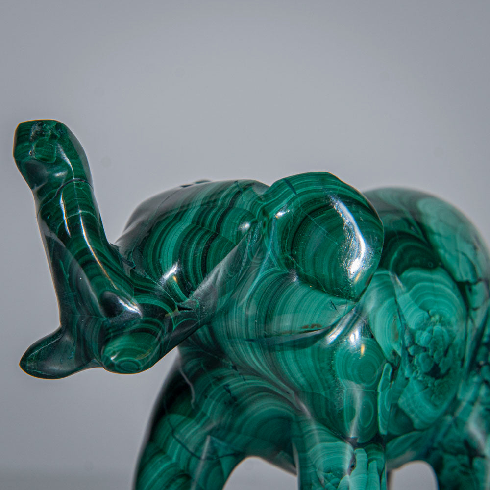 Genuine Polished Malachite Elephant Carving (201.3 grams)
