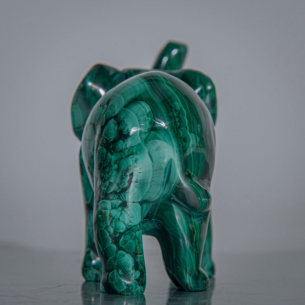 Genuine Polished Malachite Elephant Carving (201.3 grams)