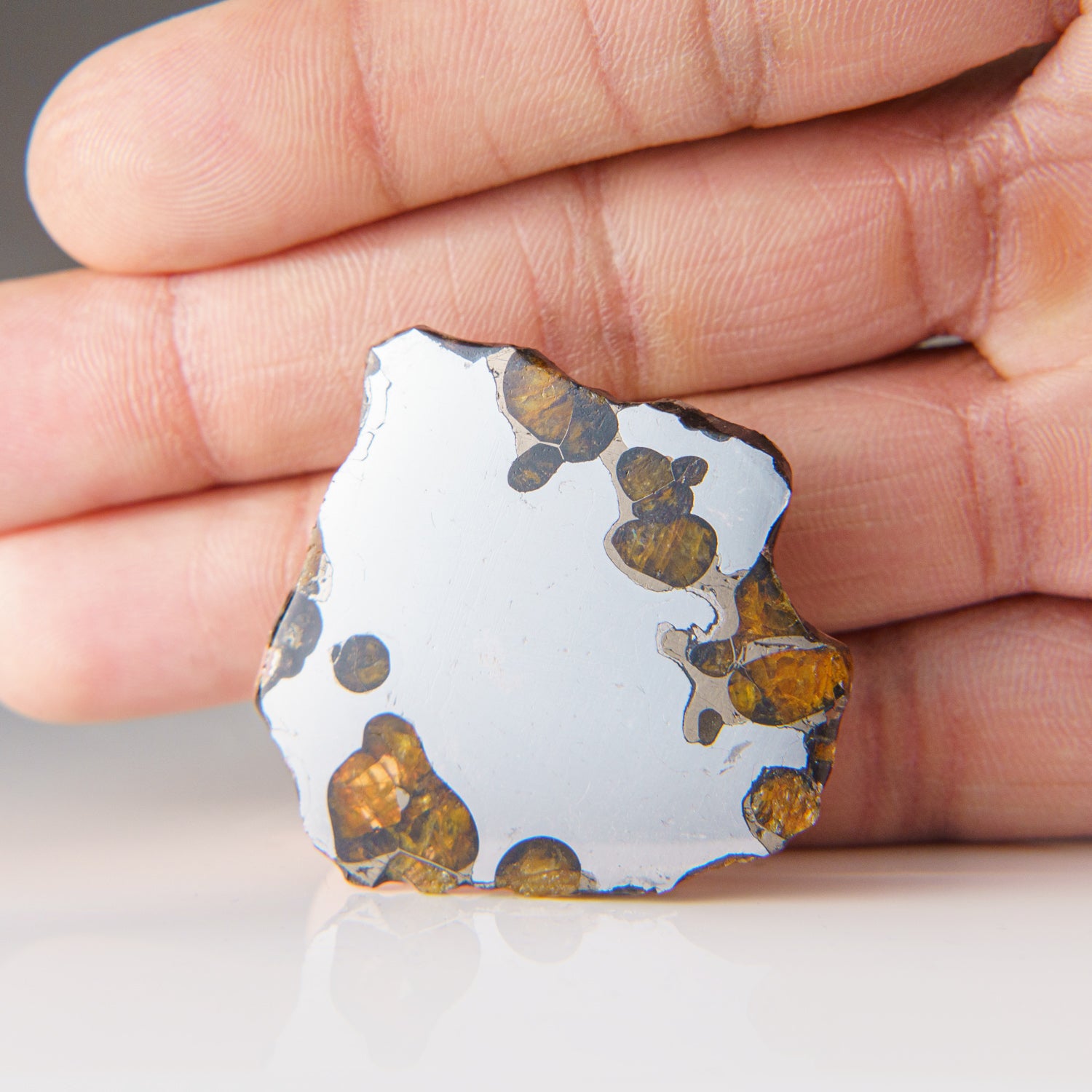 Genuine Brenhama Pallasite Meteorite Slice (20 grams)